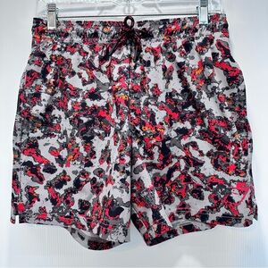 Gymshark Swim Trunks Shorts Mens Small 5” Camo Red Gray Athletic Gym Mesh‎ Lined